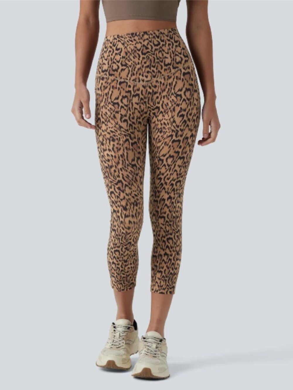 NEW Halara UltraSculpt Leopard Print Capri Leggings Sz L Pockets 25" High Waist